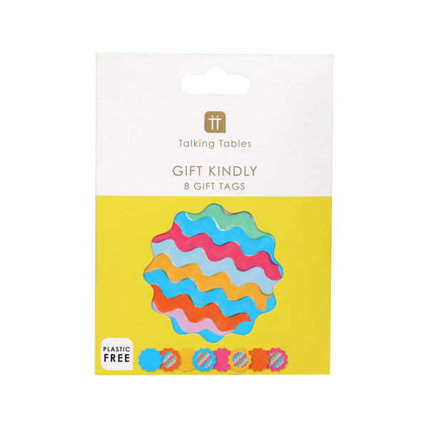 Wavy Multi Coloured Gift Tags - 8 Pack by Talking Tables