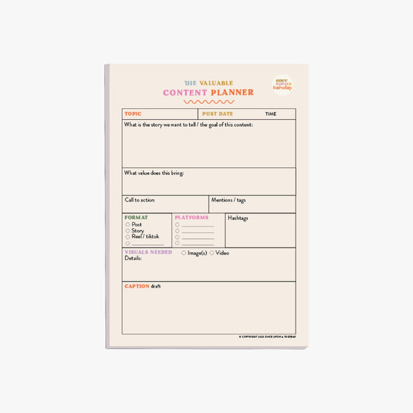 Social Media Content Planner Pad A5