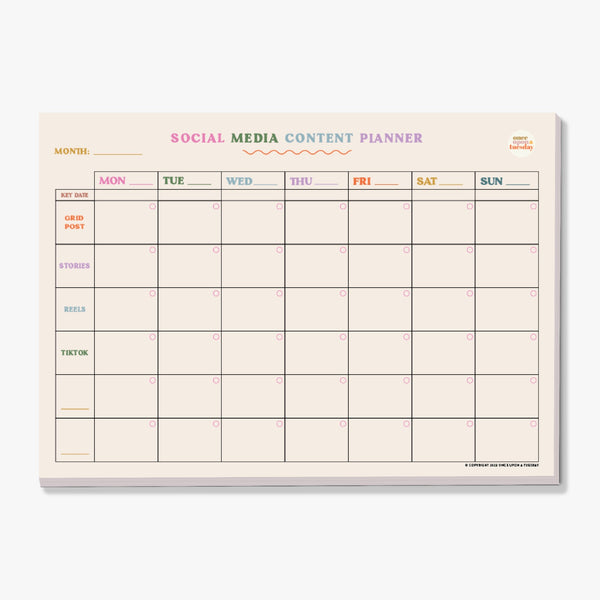 Social Media Weekly Content Planner Pad A4