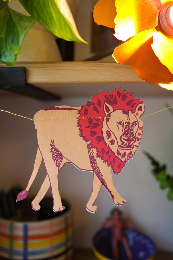 African Safari Animal Screenprinted Paper Garland