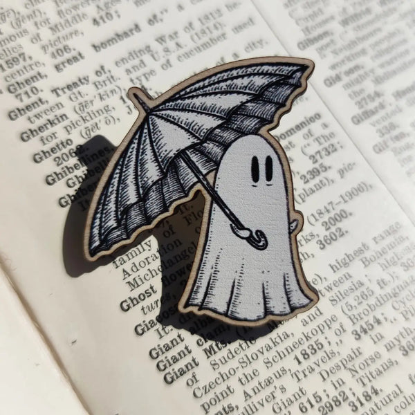 Rainy Day Ghost Wooden Pin