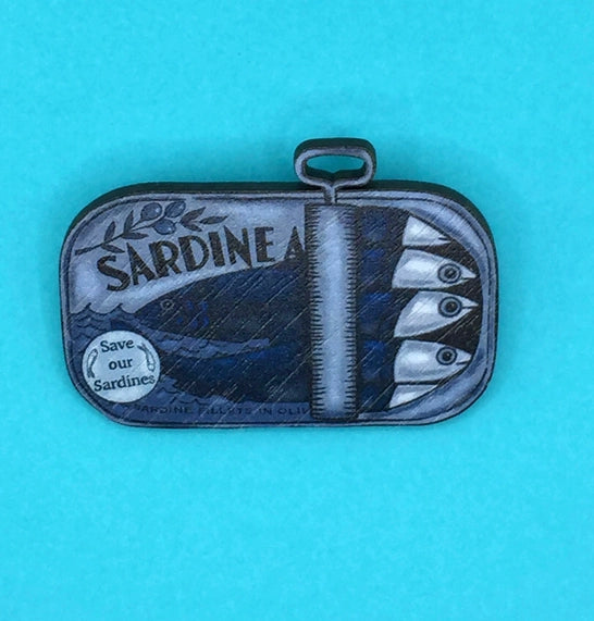 Sardines in a Tin Pin Brooch by Su Owen