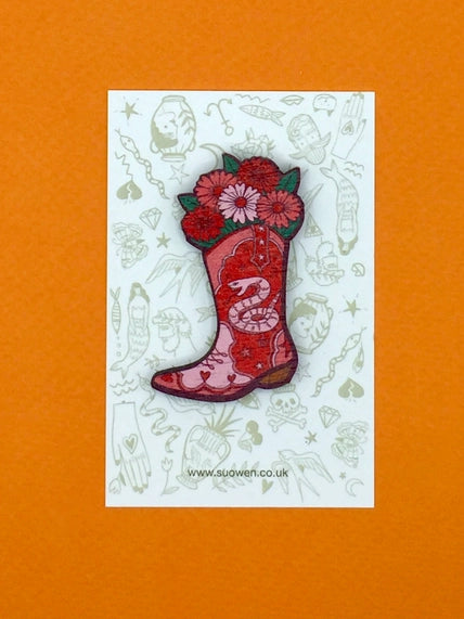 Cowboy Boot Pin Brooch by Su Owen