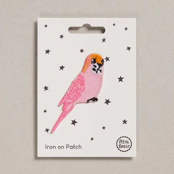 Pink Budgie Iron-on Patch