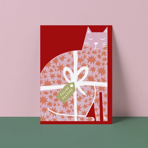 Feline Festive Cat Christmas Cards - 4 Pack