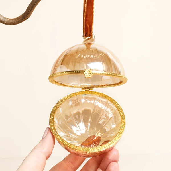 Amber Glass Secret Opening Bauble