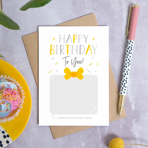 Birthday Present Yellow - Make Your Own Scratch Card
