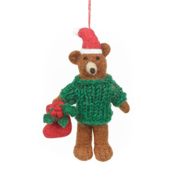 Claus the Christmas Bear Felt Decoration