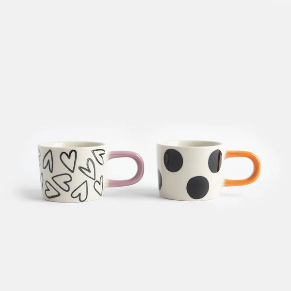 Mono Spot Hearts Set of 2 Espresso Cups