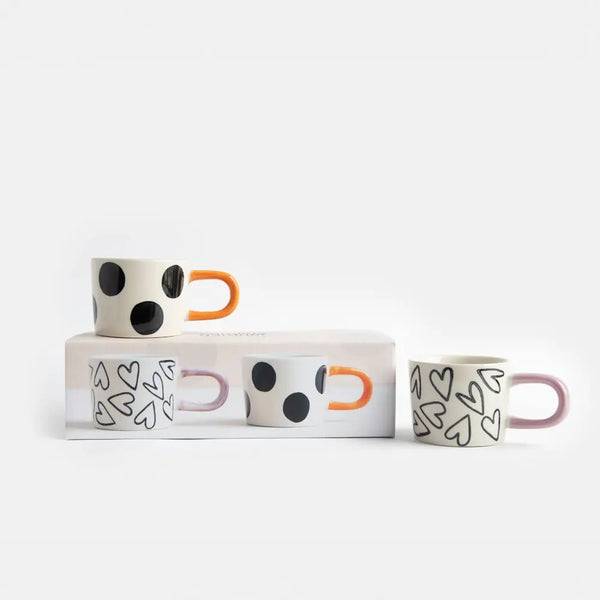 Mono Spot Hearts Set of 2 Espresso Cups