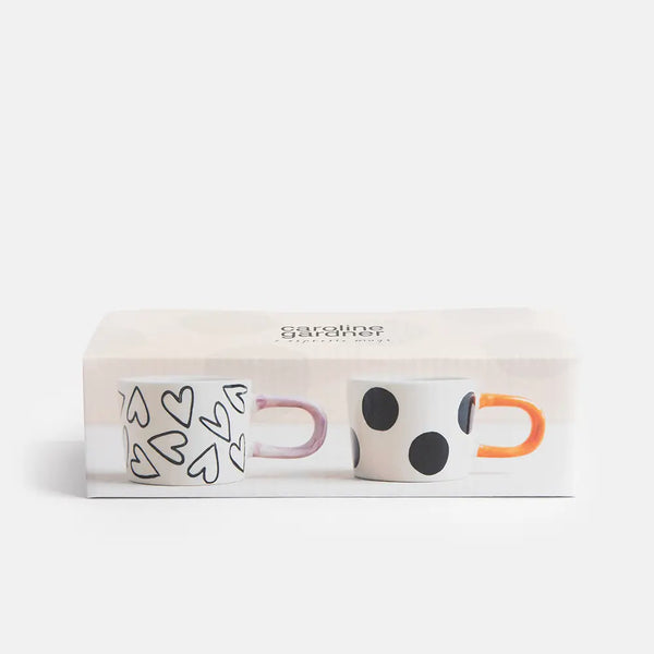Mono Spot Hearts Set of 2 Espresso Cups