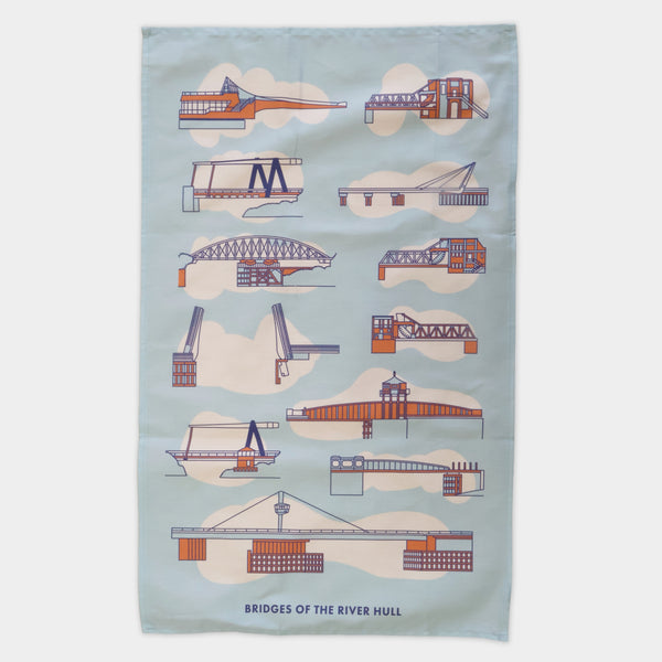 Bridges of the River Hull Screenprinted Tea Towel