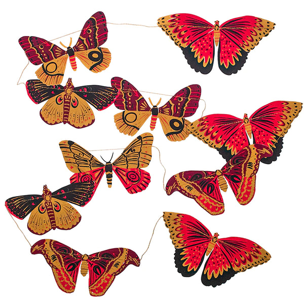 Colourful Butterflies Screenprinted Paper Garland by East End Press