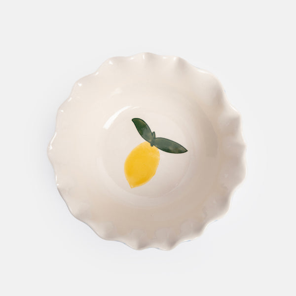 Blue Lemon Motif Frilly Bowl