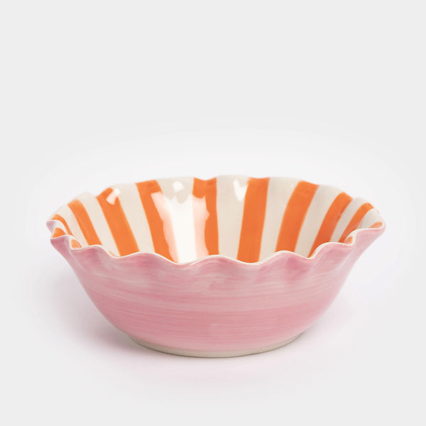 Coral Layered Hearts Frilly Bowl by Caroline Gardner