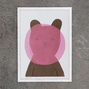Cute bubblegum bear art print by Lisa Jones Studio