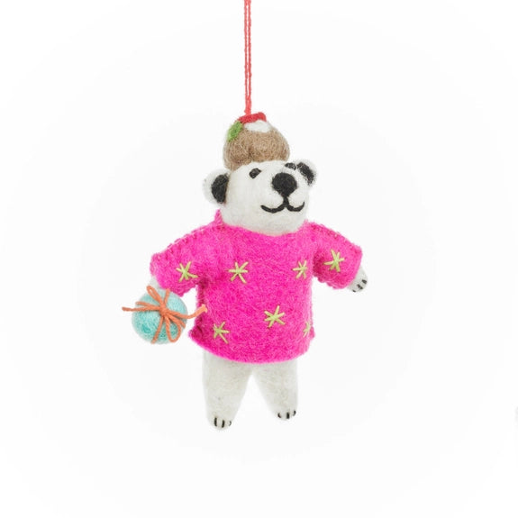 Pudding Polar Bear Felt Decoration