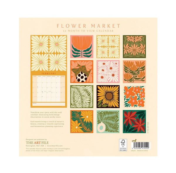 Flower Market 2026 Wall Calendar