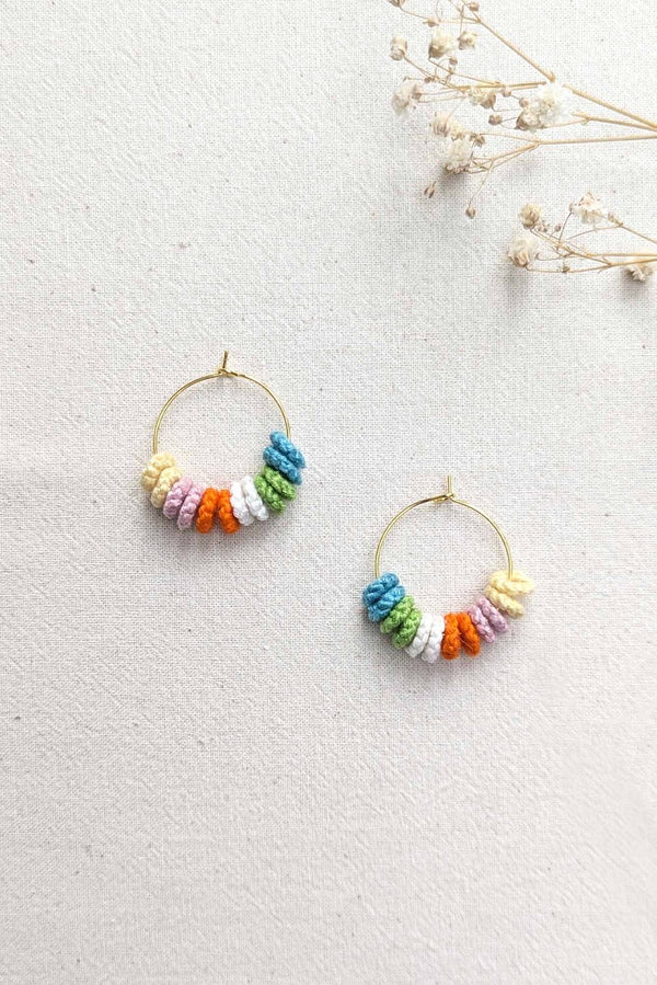 Rainbow Bead Hoop Earrings