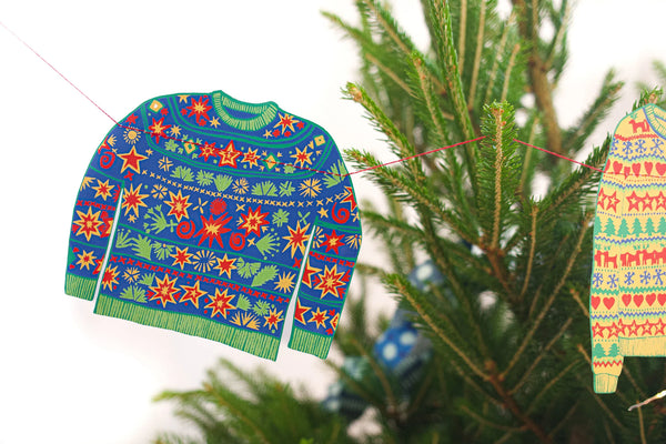 Christmas Jumpers Screenprinted Paper Garland