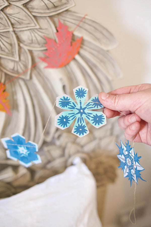 Snowflakes Screenprinted Paper Garland