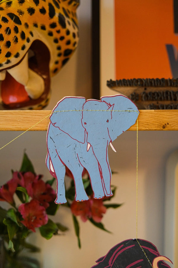African Safari Animal Screenprinted Paper Garland