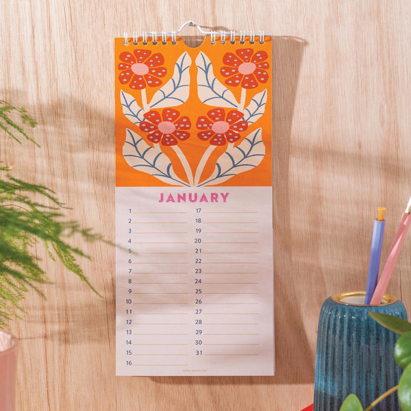 Undated Birthday Calendar - Les Fleurs