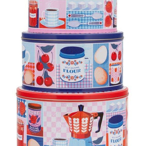 Set of Cake tins with vintage illustration designed by Printer Johnson. Gift for a baker