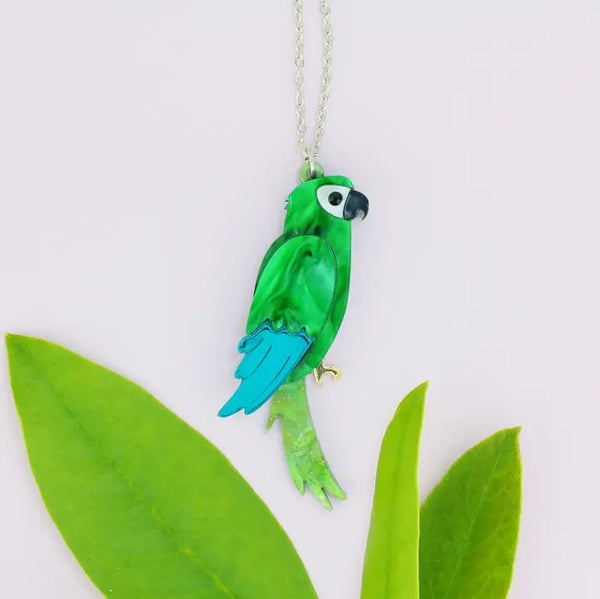 Green Parrot Pendant Necklace