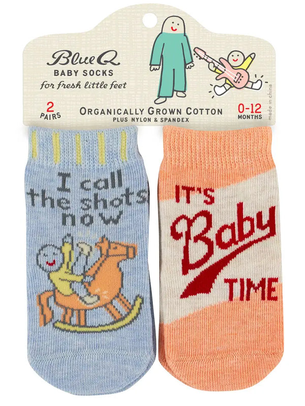 I Call The Shots Baby Socks Pair by Blue Q