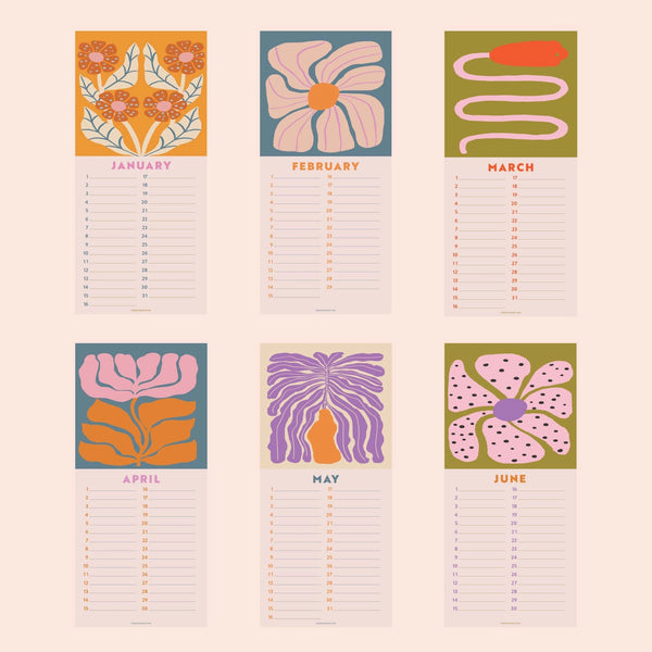 Undated Birthday Calendar - Les Fleurs