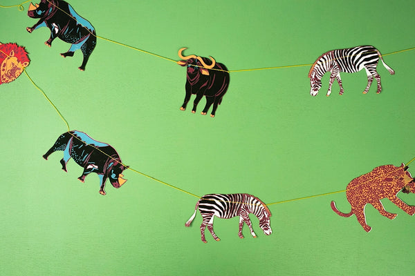 African Safari Animal Screenprinted Paper Garland