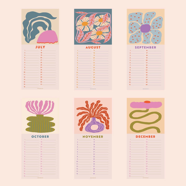 Undated Birthday Calendar - Les Fleurs