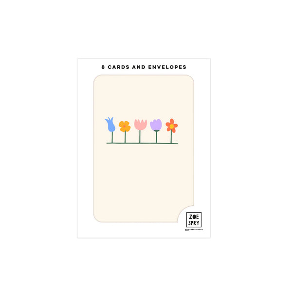 Floral Line Pack of 8 Notecards