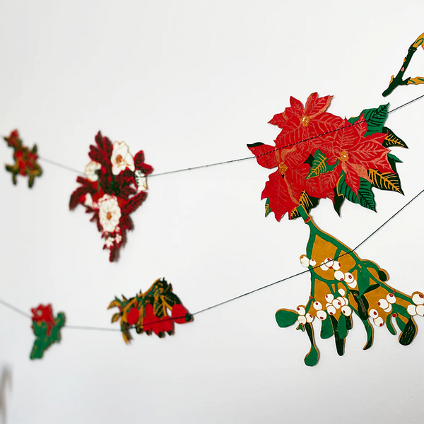 Winter Foliage Screenprinted Paper Garland