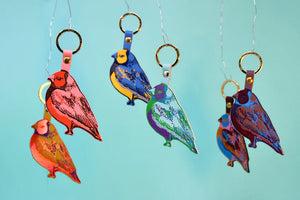 Printer colourful leather finch key ring by arc 