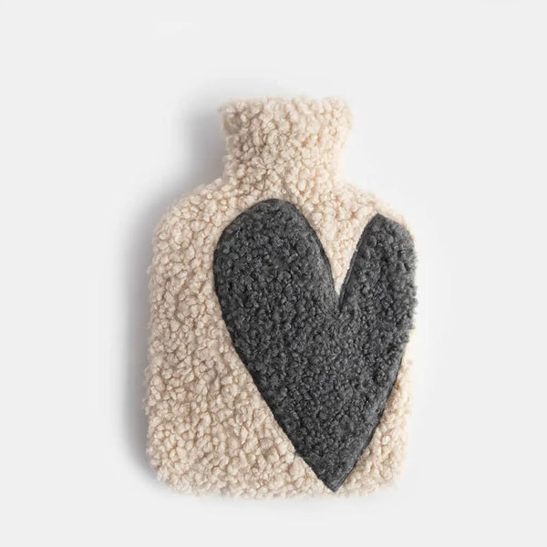 Oat Charcoal Heart Borg Hot Water Bottle