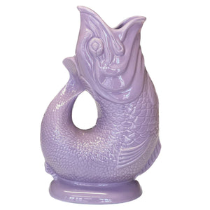 Cool contemporary fish Gluggle jug, glug vase or jug. In a lovely lilac colour 
