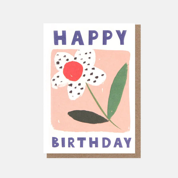 Happy Birthday White Dotty Flower Mini Card