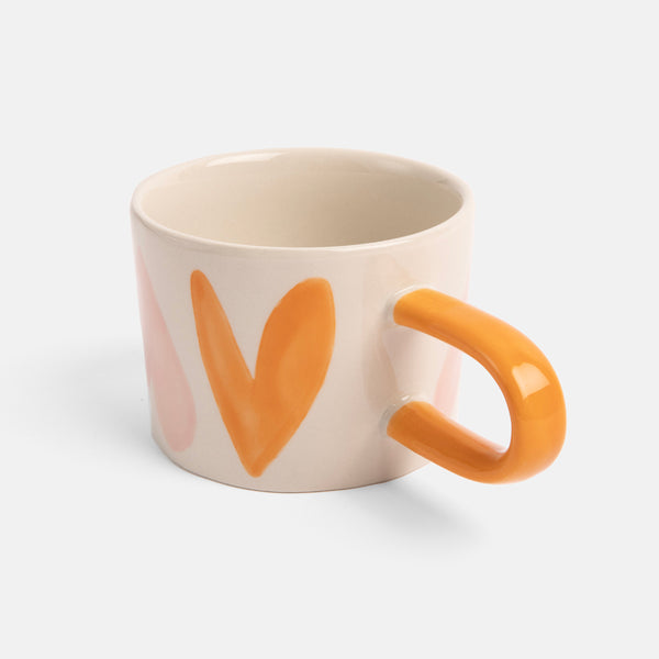 Pink Orange Hearts Ceramic Mug