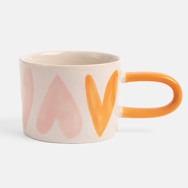 Pink Orange Hearts Ceramic Mug