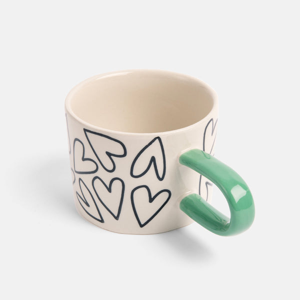 Mono Outline Hearts Ceramic Mug