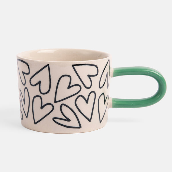 Mono Outline Hearts Ceramic Mug