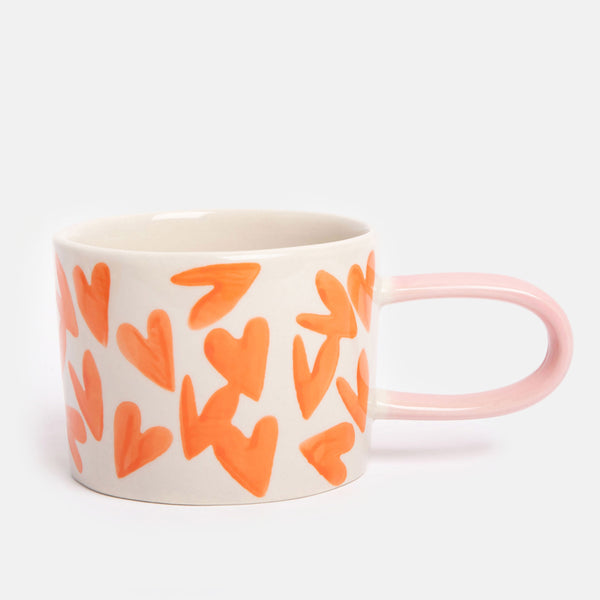 Orange Magnet Hearts Ceramic Mug by Caroline Gardner