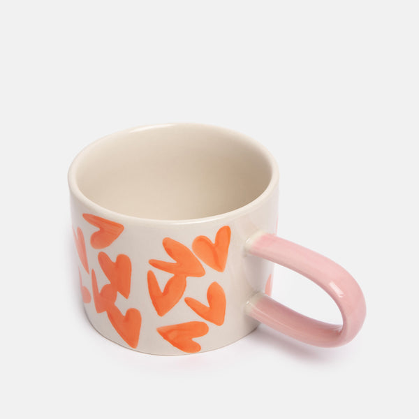 Orange Magnet Hearts Ceramic Mug by Caroline Gardner