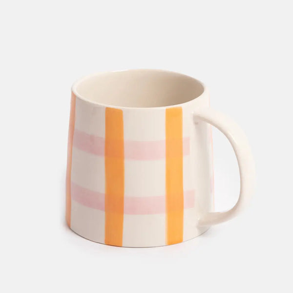 Orange & Pink Check Large Mug
