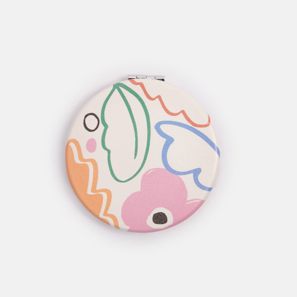 Abstract Botanical Round Pocket Mirror