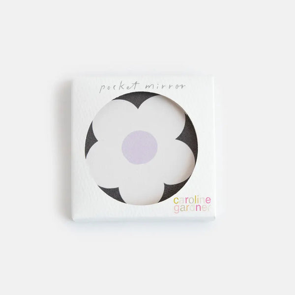 Multi Flower Charcoal Round Pocket Mirror