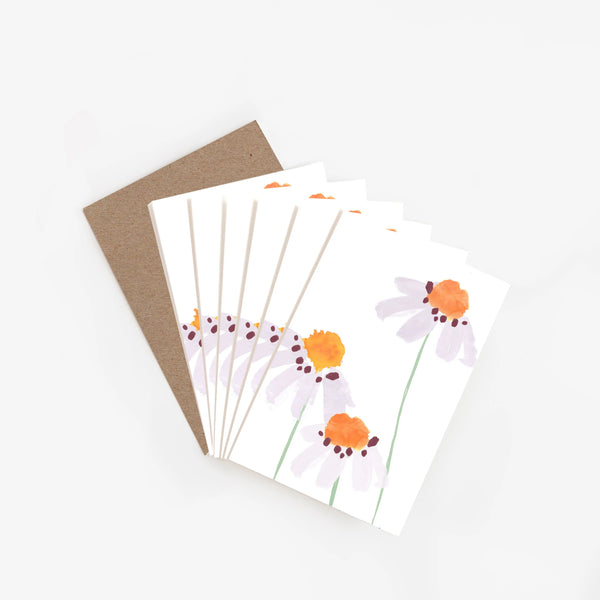 Lilac Watercolour Flowers Notecards Pack of 6