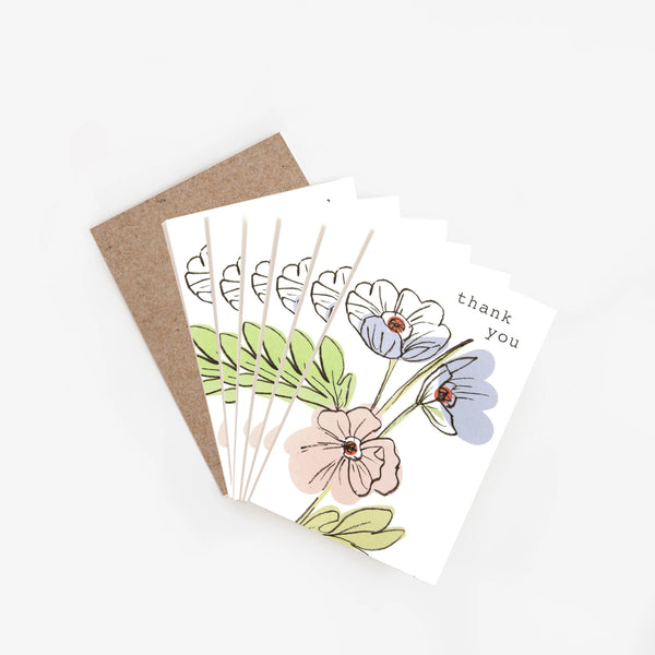 Thank You Pink And Purple Flower Stems Pack of 6